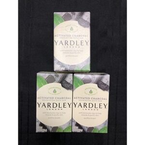 (3) Yardley Activated Charcoal Bar Soap Lardley London Nourishing Bars 4.25 oz